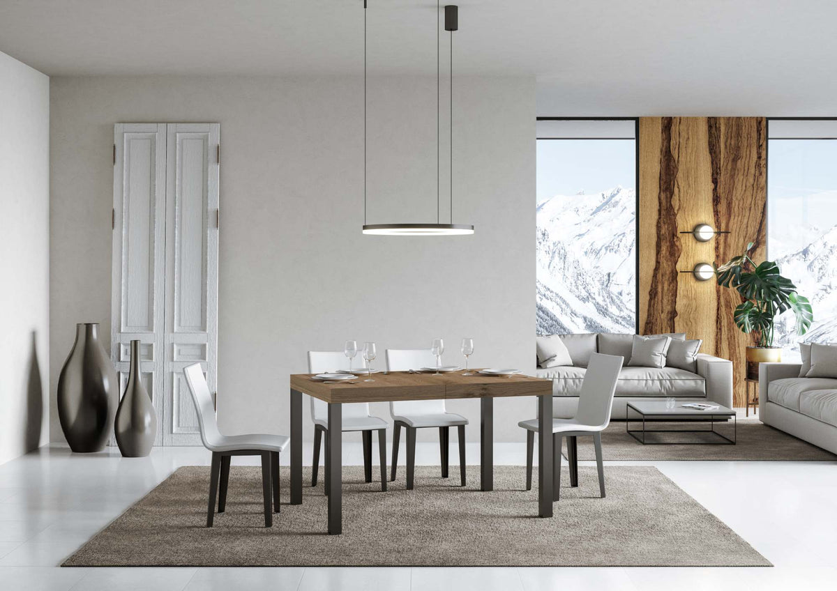 Tavolo allungabile 90x130/390 cm Noventa Quercia Natura telaio Antracite