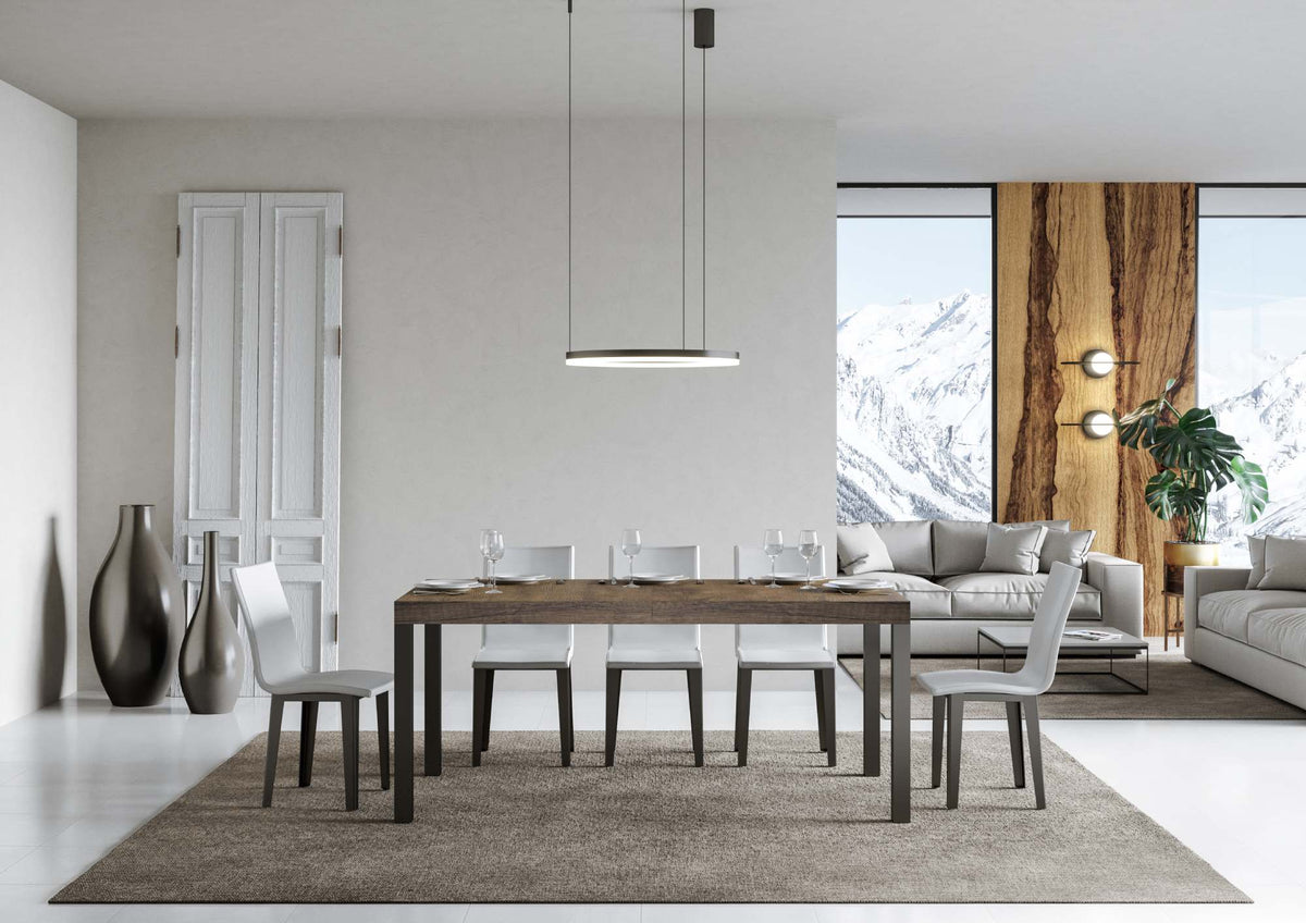 Tavolo allungabile 90x180/284 cm Noventa Noce telaio Antracite