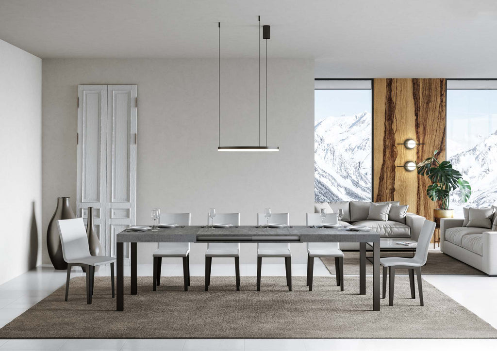 Tavolo allungabile 90x120/224 cm Noventa Cemento telaio Antracite