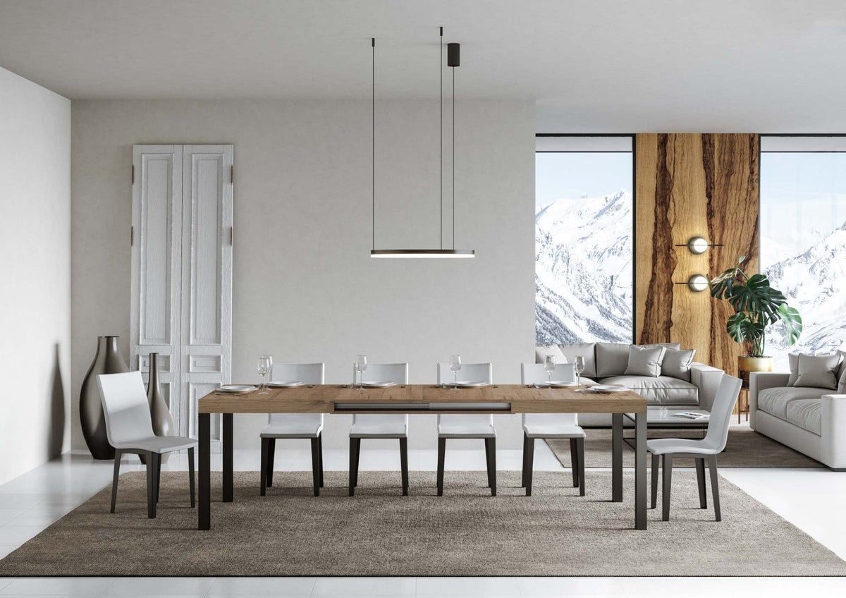 Tavolo allungabile 90x180/440 cm Noventa Quercia Natura telaio Antracite