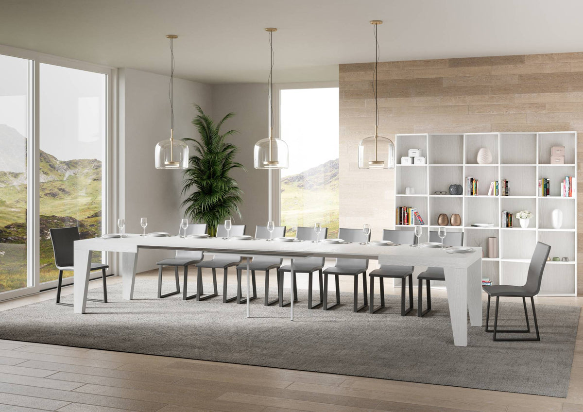 Tavolo allungabile 90x130/390 cm Salzano Bianco Frassino