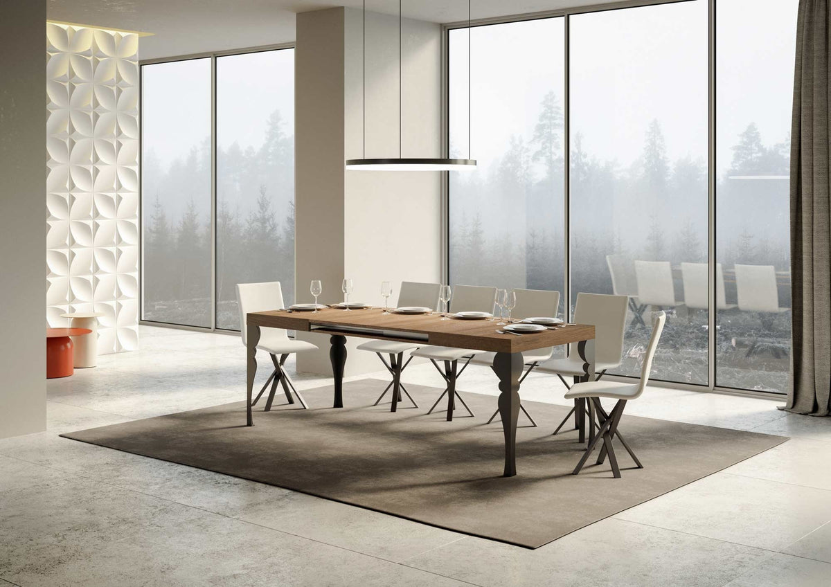 Tavolo allungabile 90x140/244 cm Mira Quercia Natura telaio Antracite