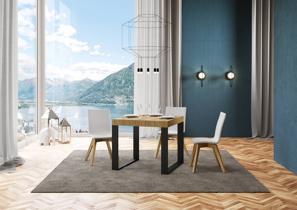 Tavolo allungabile 90x90/246 cm Pieve Quercia Natura telaio Antracite