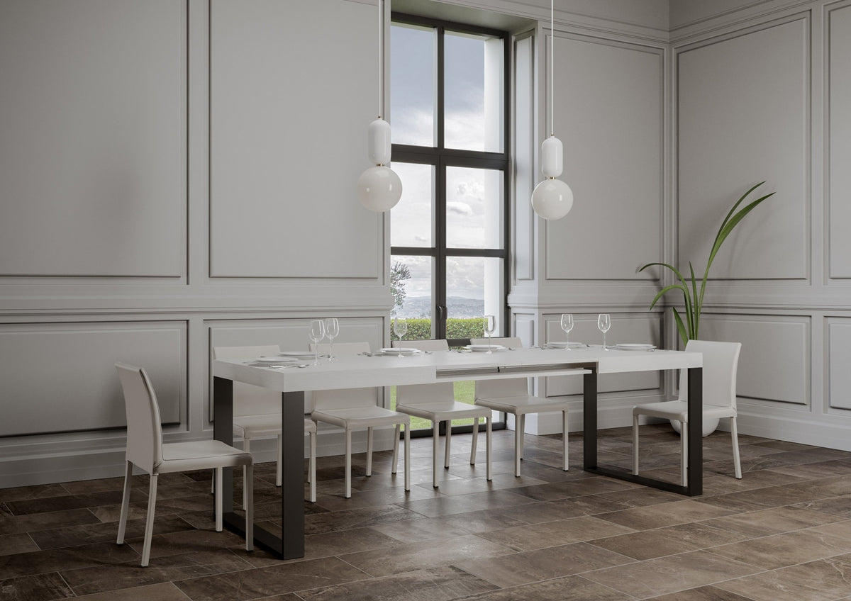 Tavolo allungabile 90x160/264 cm Pieve Bianco Frassino telaio Antracite