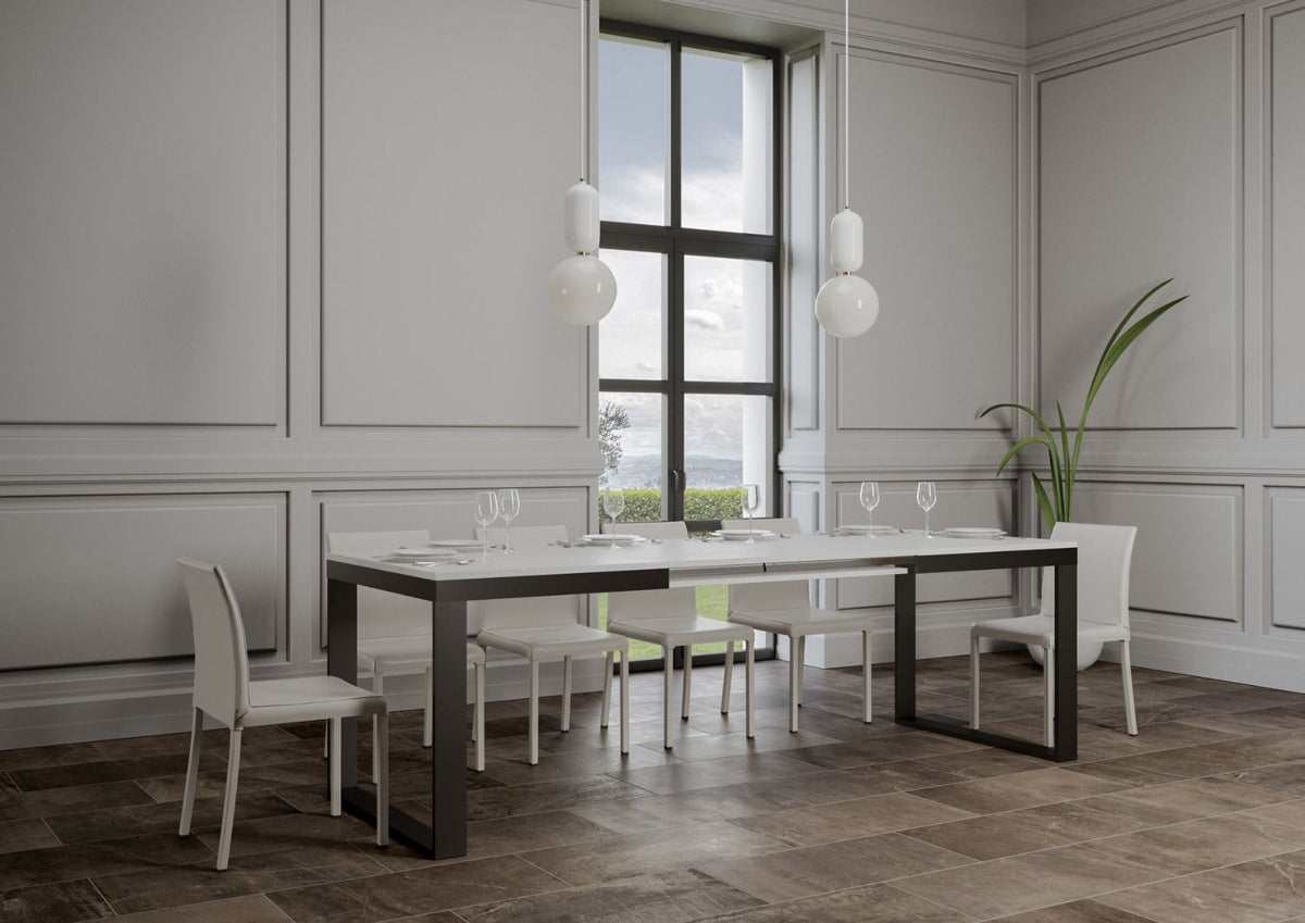 Tavolo allungabile 90x160/264 cm Pieve Evolution Bianco Frassino telaio Antracite