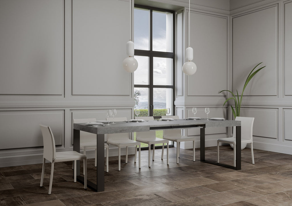 Tavolo allungabile 90x180/284 cm Pieve Cemento telaio Antracite