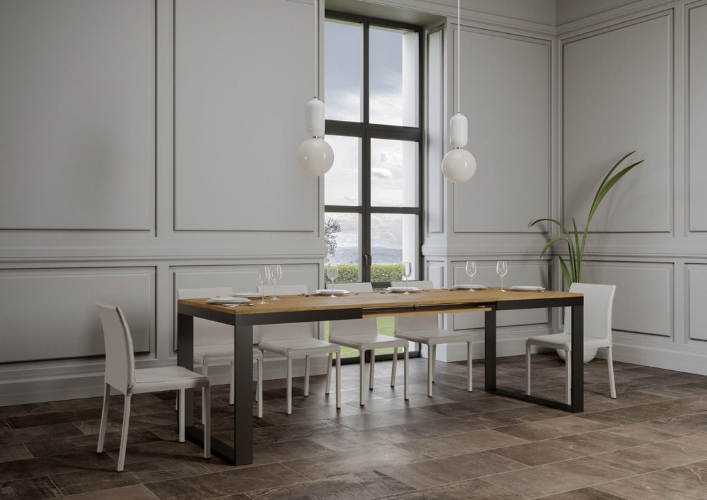 Tavolo allungabile 90x160/264 cm Pieve Evolution Quercia Natura telaio Antracite