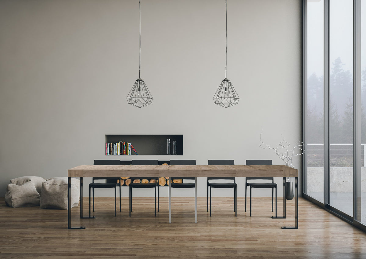 Consolle allungabile 90x40/300 cm Pieve Premium Quercia Natura telaio Antracite