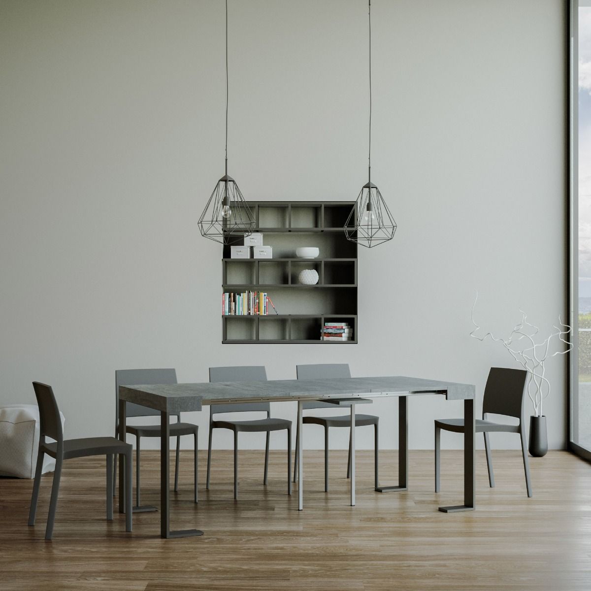 Consolle allungabile 90x40/300 cm Pieve Cemento telaio Antracite