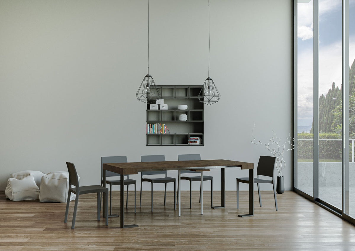 Consolle allungabile 90x40/300 cm Pieve Noce telaio Antracite