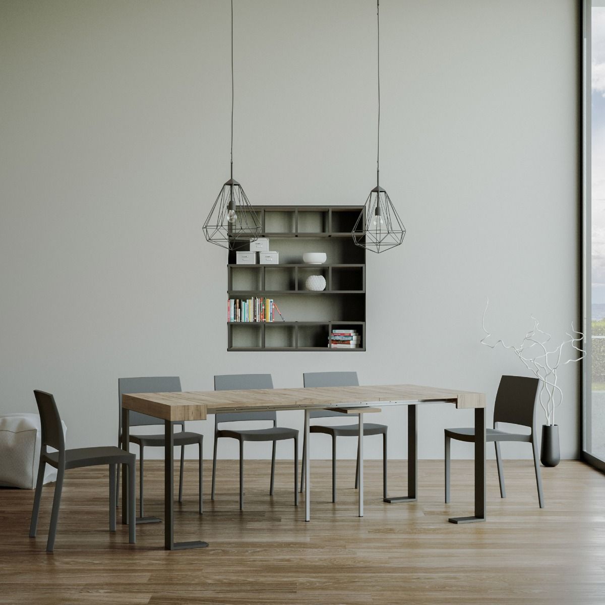 Consolle allungabile 90x40/196 cm Pieve Small Quercia Natura telaio Antracite