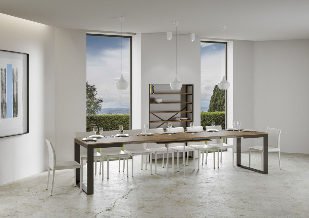 Tavolo allungabile 90x120/380 cm Pieve Evolution Noce telaio Antracite