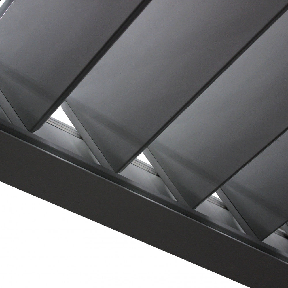 3 x 4 BIOCLIMATIC PERGOLA WITH DOUBLE LOUVRES. White or dark grey aluminium structure, cover with manually operated adjustable sunshade louvers, resistant to all weather conditions. Dimensions: 3 x 4 x 2.4 m. Garden Furniture