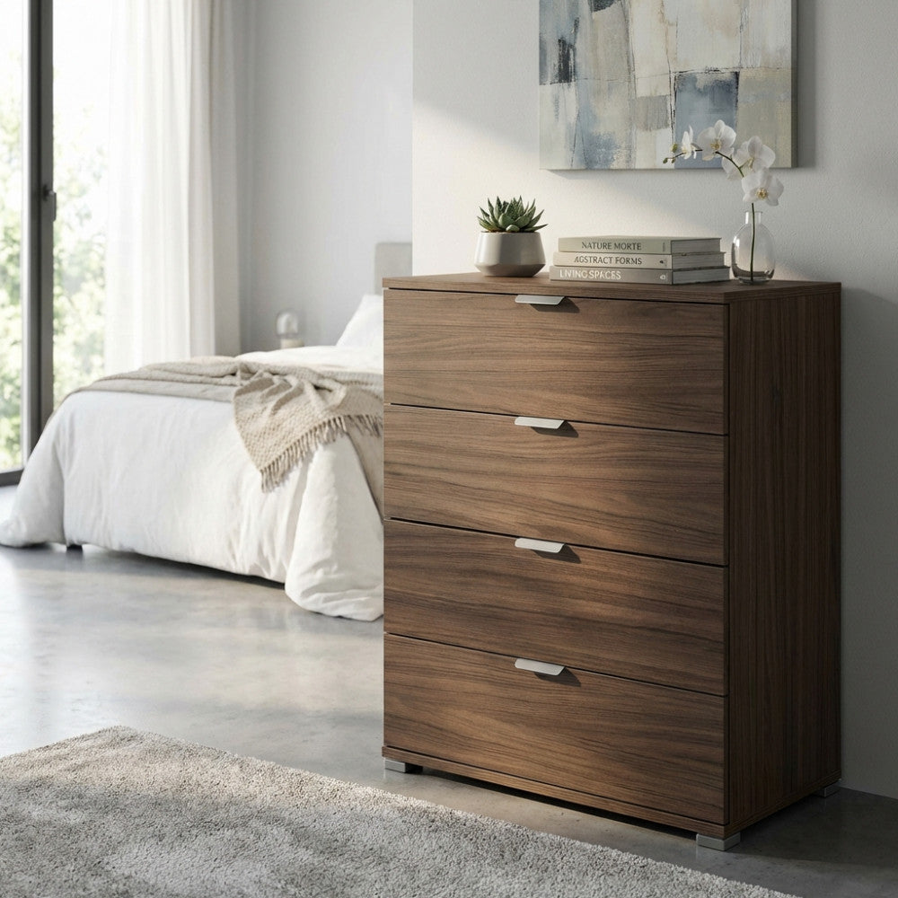 CASSETTIERA SAMOA 4 CASSETTI TINTA NOCE. Dimensioni: cm 60 x 38 x 85 h.