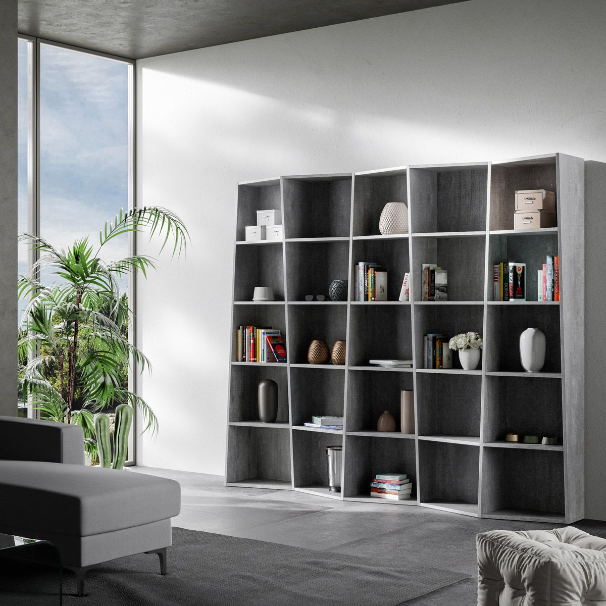Libreria Cerea 5 elementi Cemento