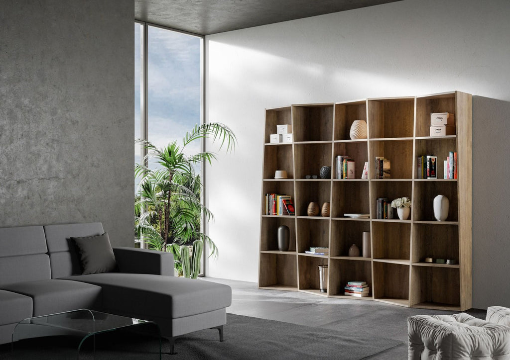 Libreria Cerea 5 elementi Noce