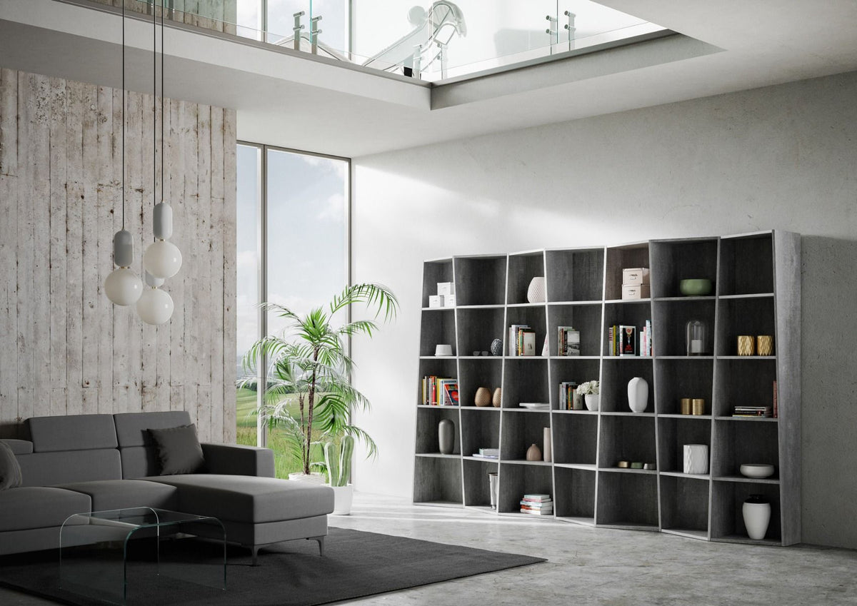 Libreria Cerea 7 elementi Cemento