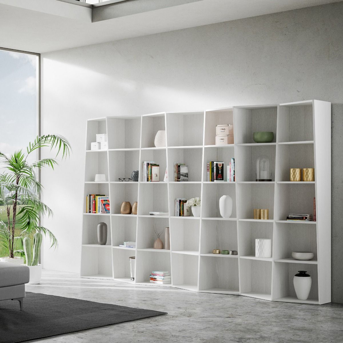 Libreria Cerea 7 elementi Bianco Frassino