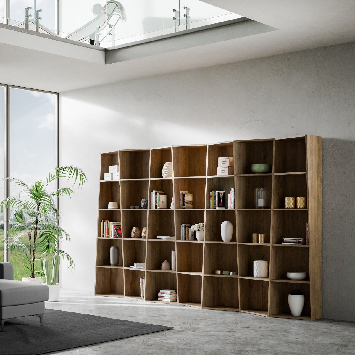Libreria Cerea 7 elementi Noce