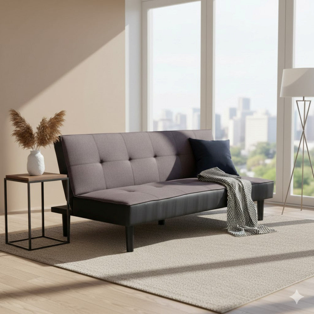 DIVANO LETTO ALVIN. Divano Letto ANTRACITE MELANGE struttura in metallo e legno Dimensioni: D.180x86x78/DL.180x105x38.