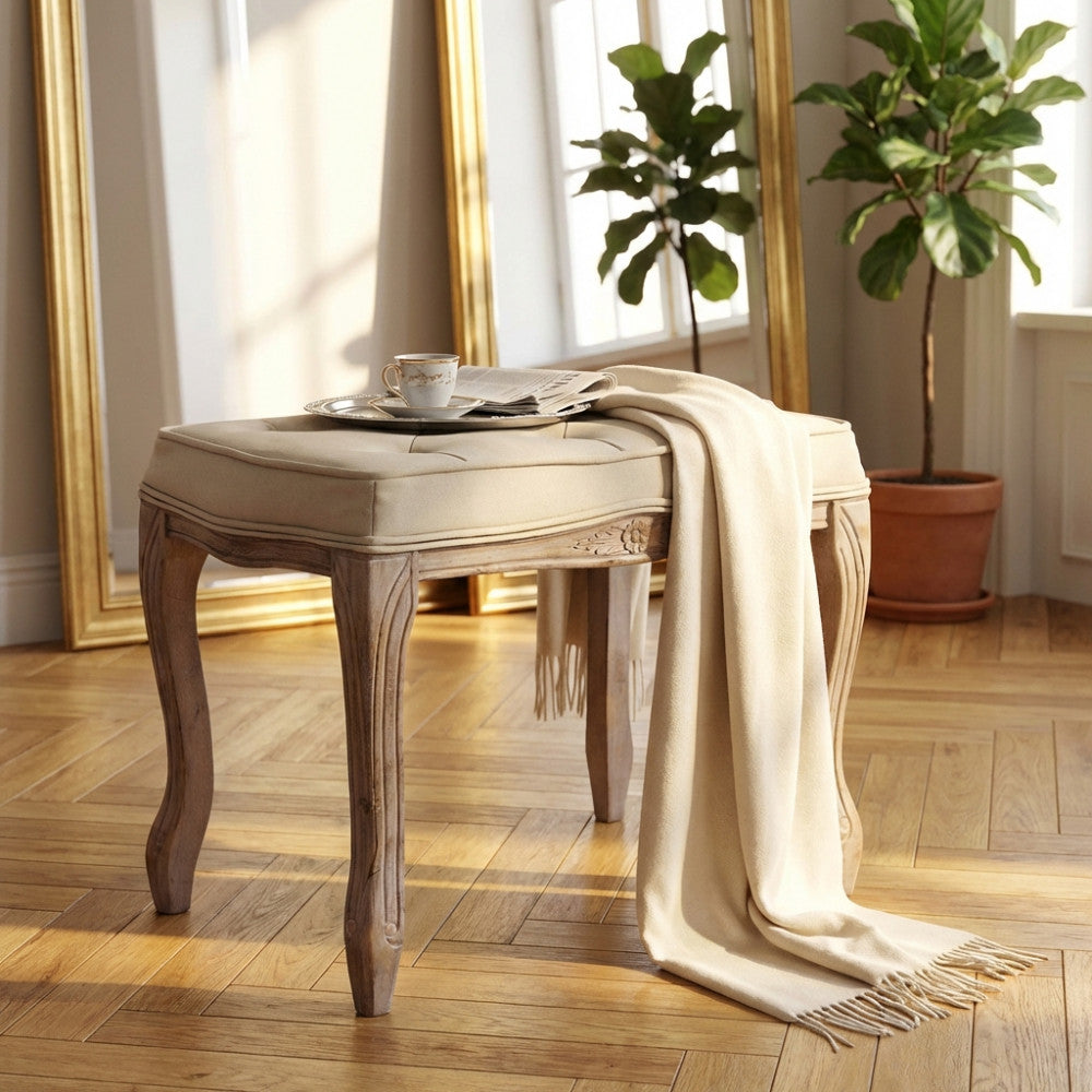 MARLY FABRIC STOOL. Dimensions: 50 x 36 x 47 cm h.