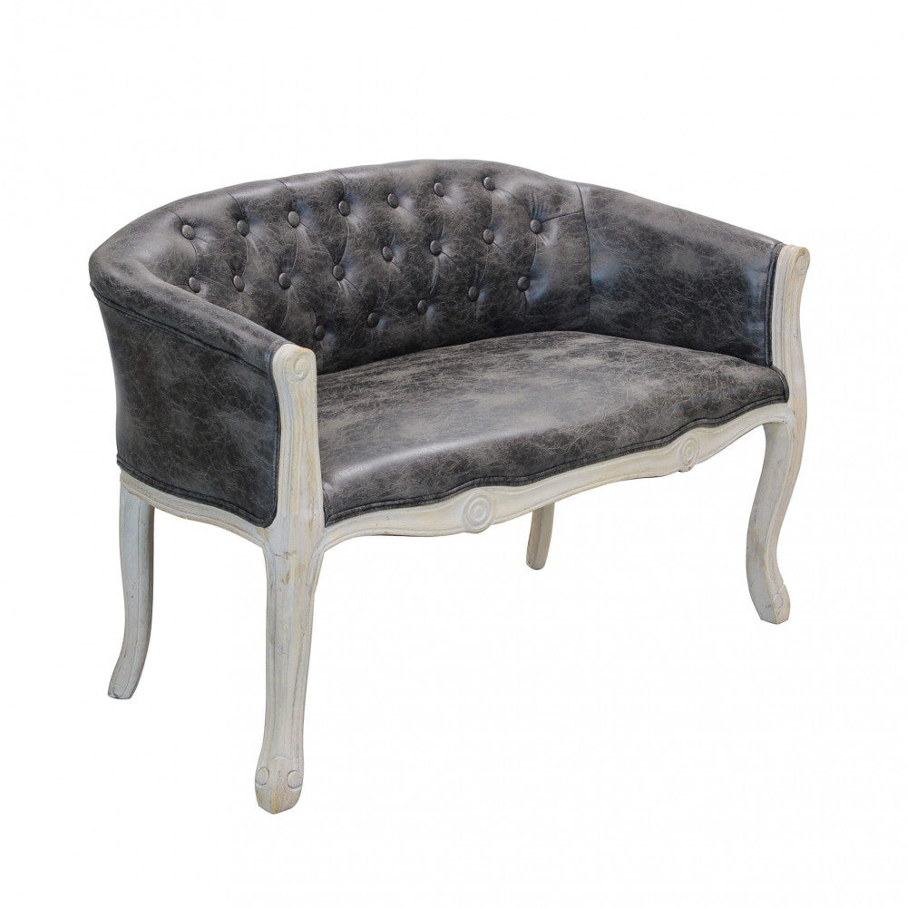 DIVANO COLEMAN IN ECOPELLE VINTAGE GRIGIO. Dimensioni: cm 107 x 61 x 70 h.