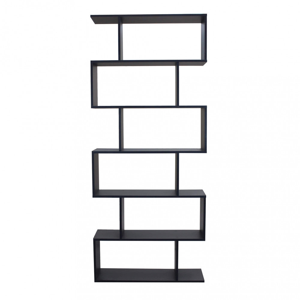 ALANA BOOKCASE, GREY AND NATURAL. Bookcase in natural, white, or dark gray melamine with 6 shelves. Dimensions: 80 x 23.5 x 190.5 h.