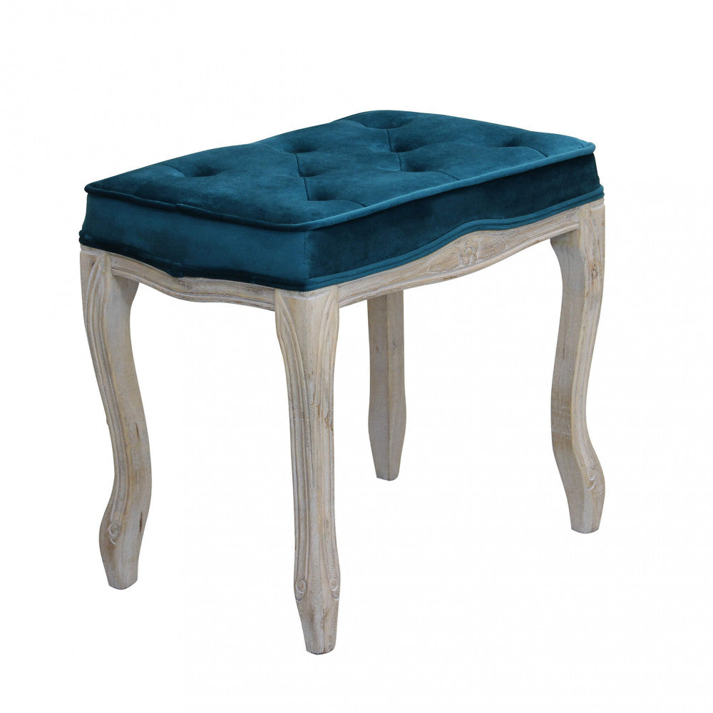 MARLY STOOL IN BLUE VELVET. Dimensions: 50 x 36 x 47 h cm.