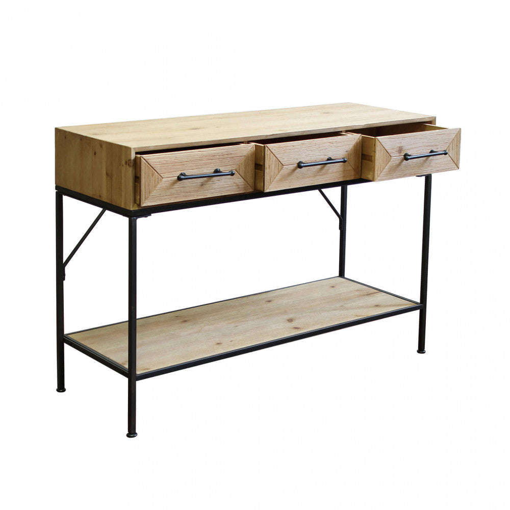 MOBILE BRENDAN. Mobile in ferro e legno con 2 ripiani e 3 cassetti Dimensioni: cm 110,50 x 40 x 76 h.