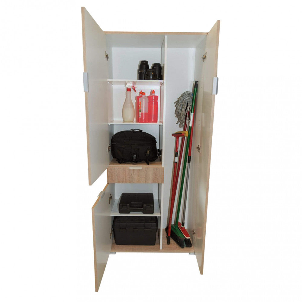 ECO WARDROBE WITH 3 DOORS AND 1 NATURAL DRAWER. Dimensions: 75 x 38 x 174 cm h.