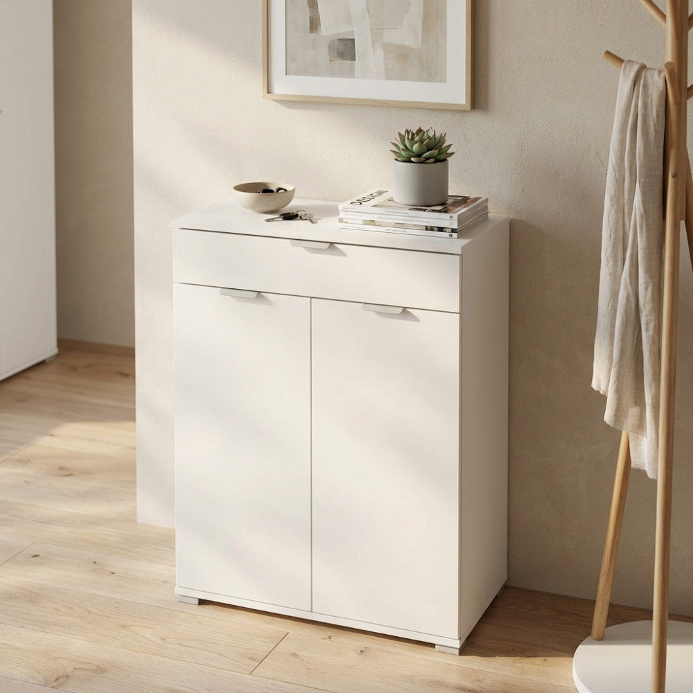 MOBILETTO CLOUD CON 2 ANTA E 1 CASSETTO BIANCA. Dimensioni: cm 75 x 38 x 112 h.