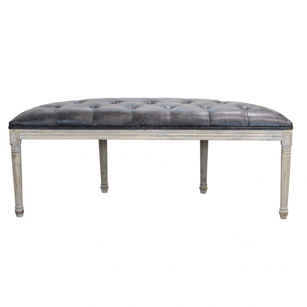 PANCA MARGI IN IN ECOPELLE VINTAGE GRIGIO. Dimensioni: cm 125 x 45 x 48 h.