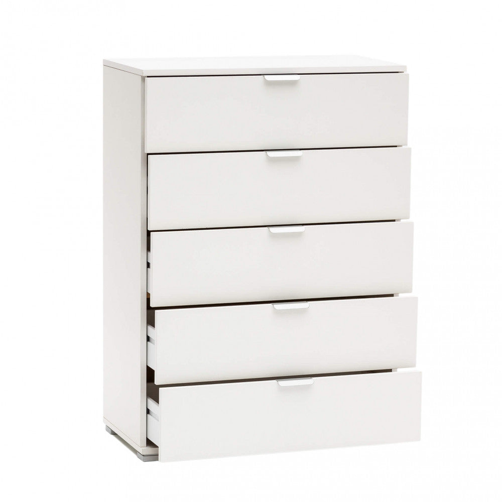 MOBILETTO EVERGLADE 5 CASSETTI BIANCA. Dimensioni: cm 75 x 38 x 103 h.