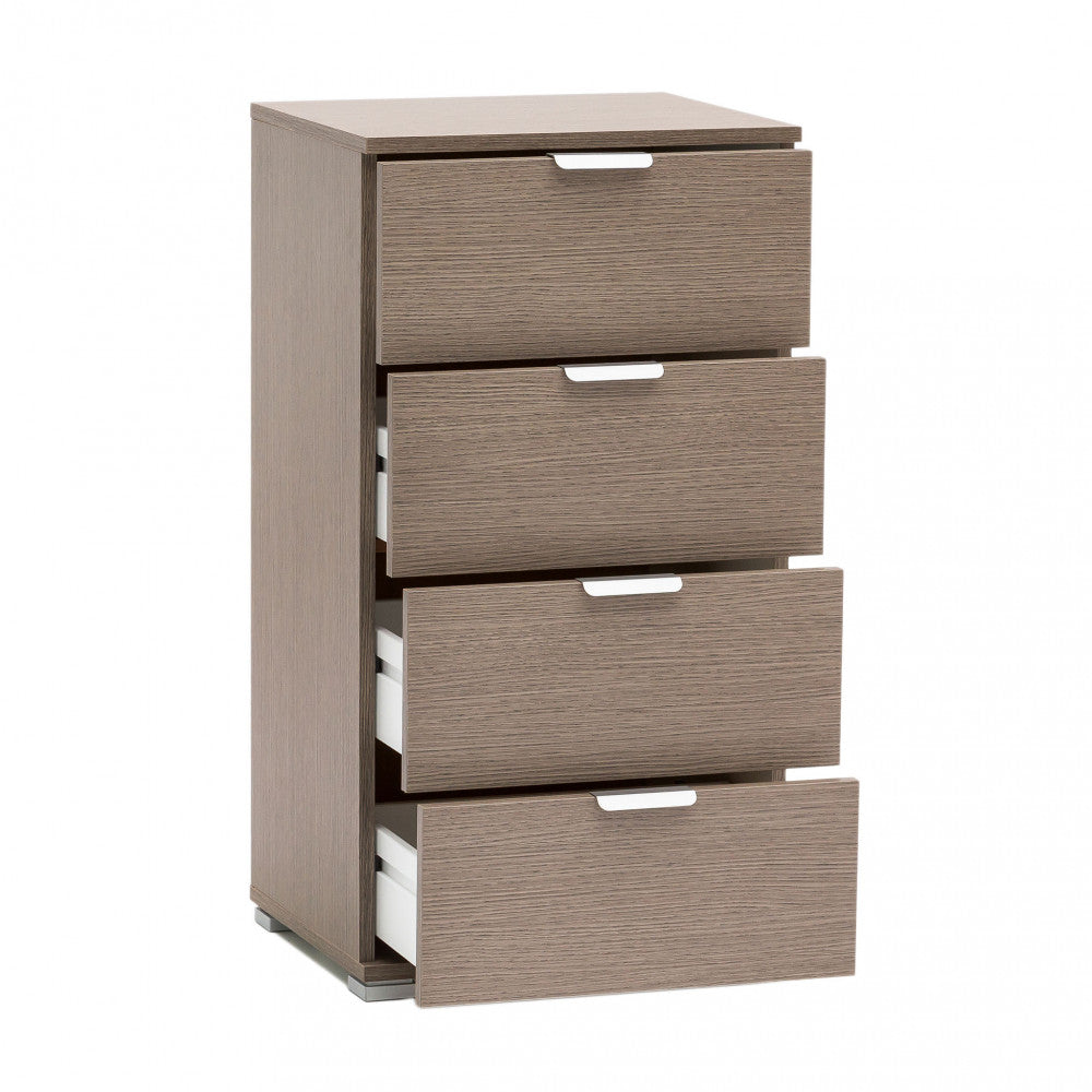 ASTER 4-DRAWER CABINET IN GREY OAK. Dimensions: 45 x 38 x 85 cm.
