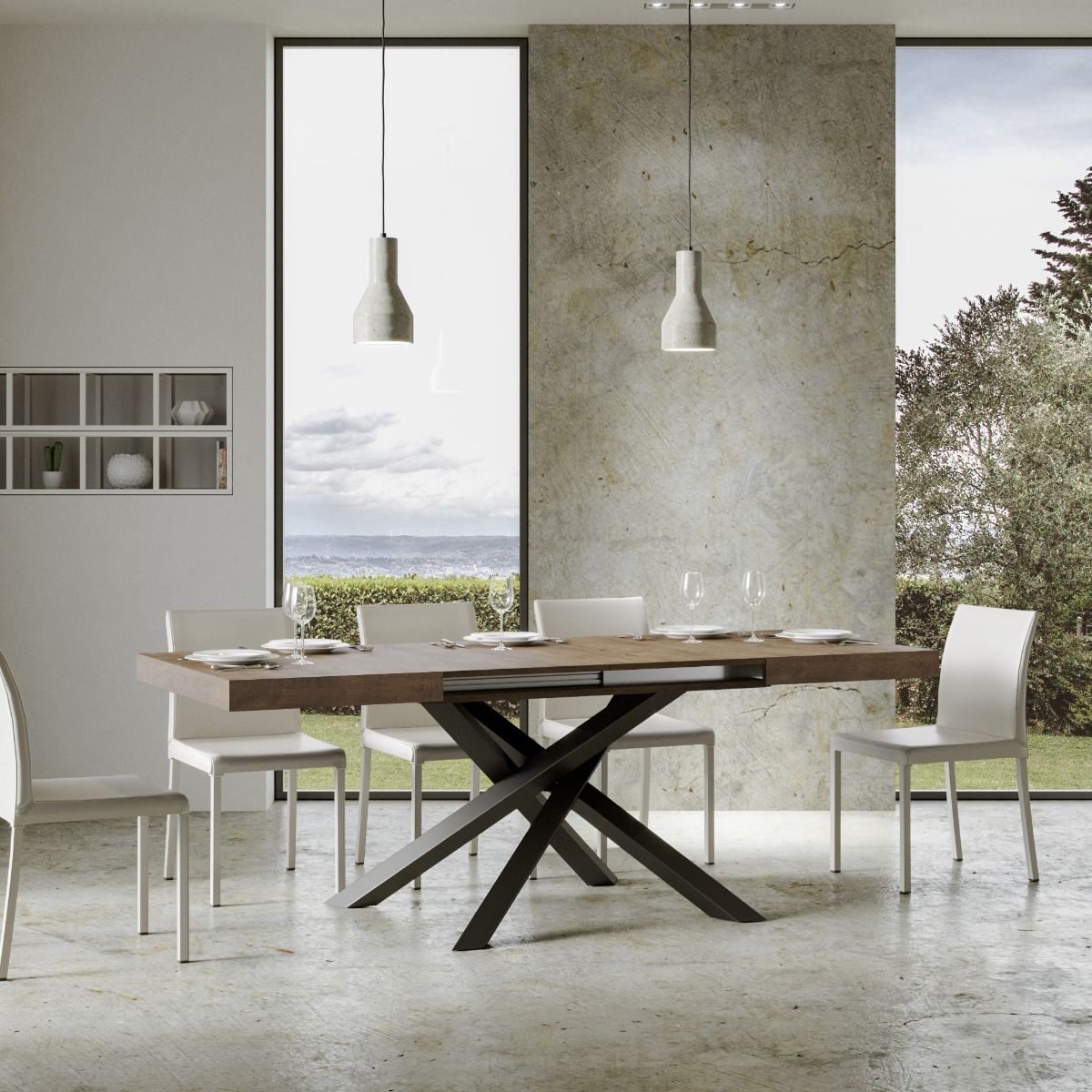 Tavolo allungabile 90x130/234 cm Affi Noce telaio Antracite