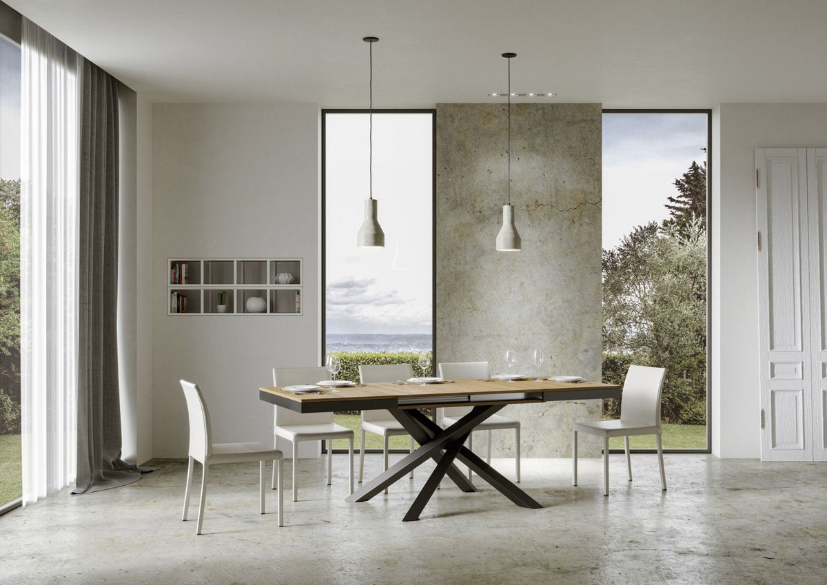 Tavolo allungabile 90x160/264 cm Affi Evolution Quercia Natura telaio Antracite