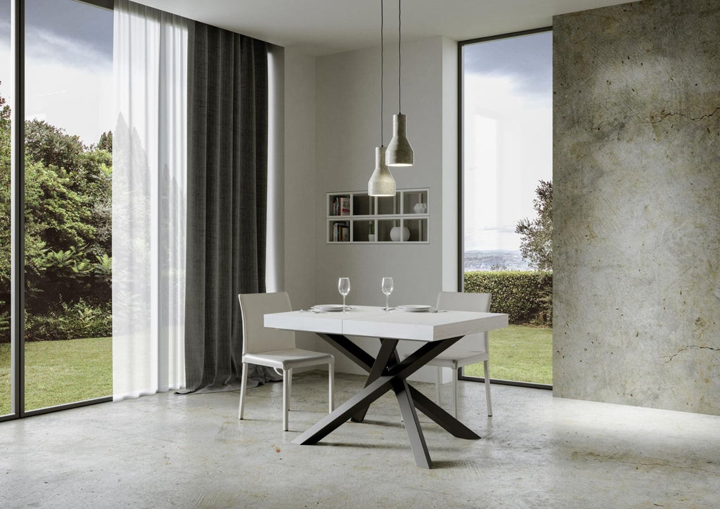 Tavolo allungabile 90x130/390 cm Affi Bianco Frassino telaio Antracite