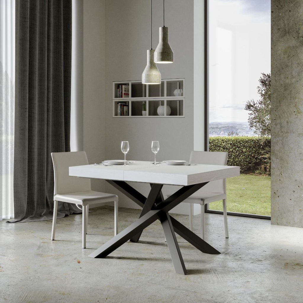 Tavolo allungabile 90x130/390 cm Affi Bianco Frassino telaio Antracite