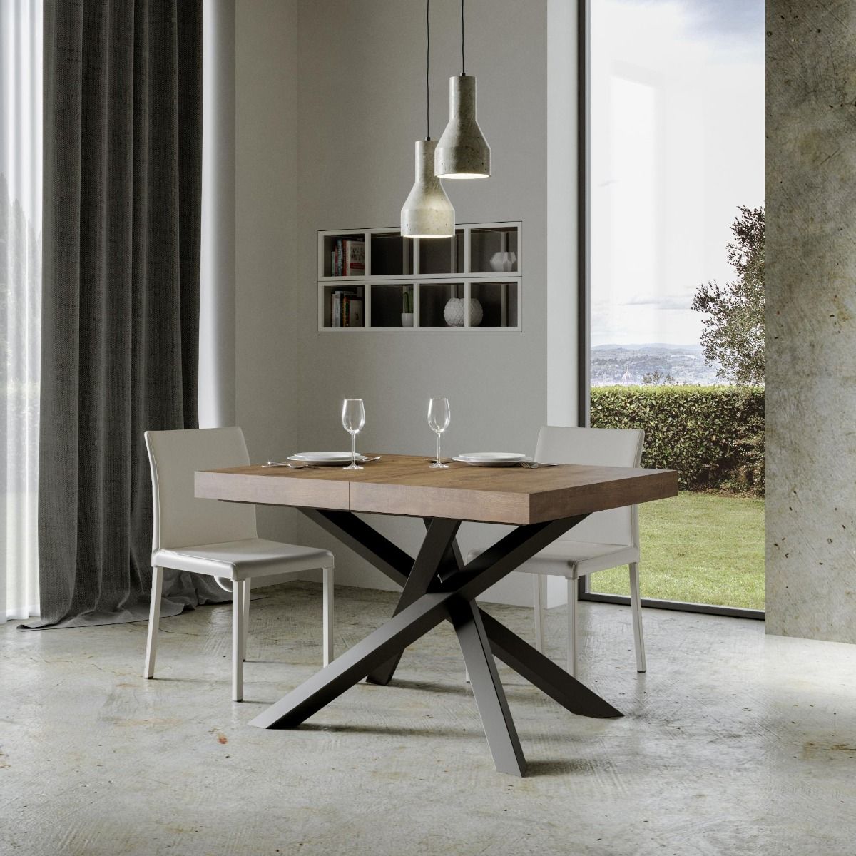 Tavolo allungabile 90x130/234 cm Affi Noce telaio Antracite