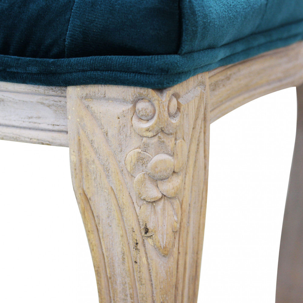 PANCA MISTY IN VELLUTO BLU. Dimensioni: cm 110 x 36 x 47 h.