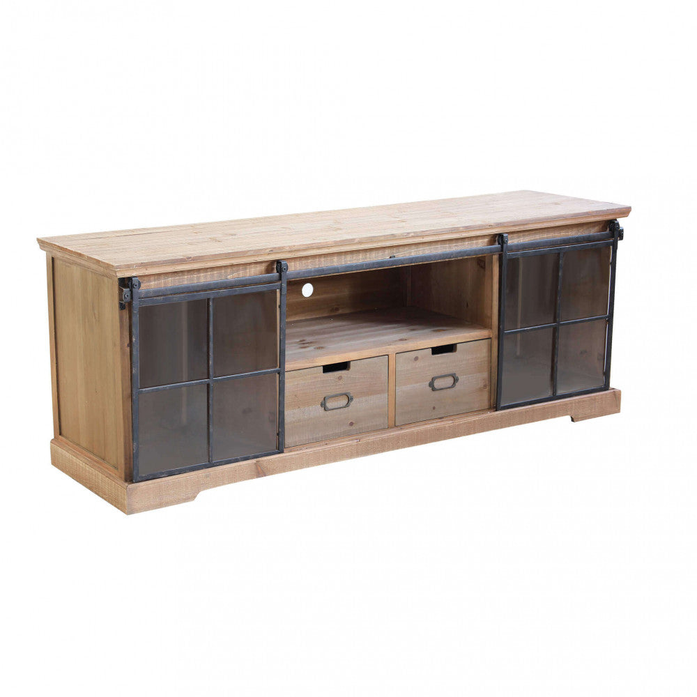 MOBILE IN LEGNO DORIAN. Mobile con 1 ripiano, 2 cassetti e 2 ante in vetro Dimensioni: cm 160 x 45,5 x 60 h.