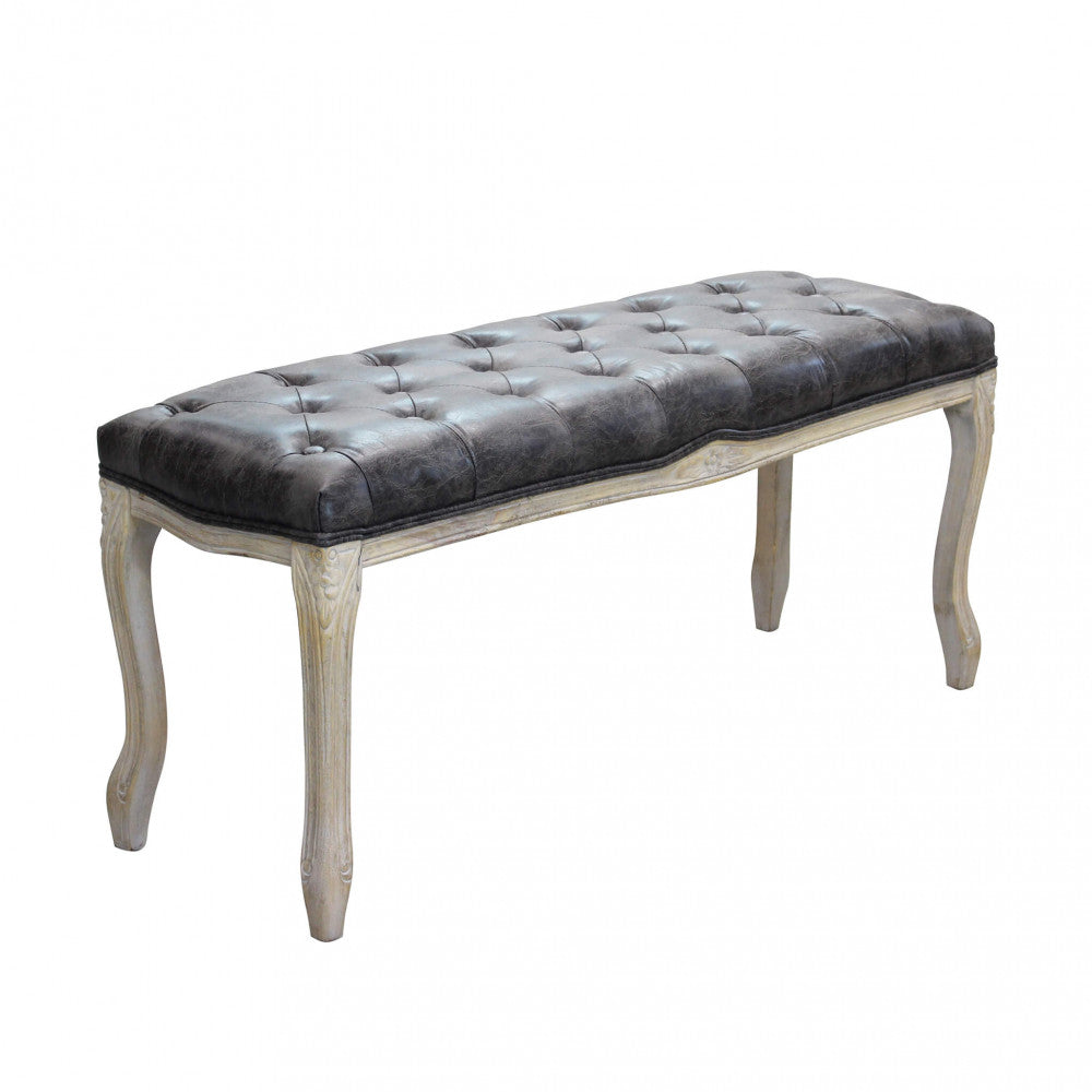 PANCA MISTY IN ECOPELLE VINTAGE GRIGIO. Dimensioni: cm 110 x 36 x 47 h.