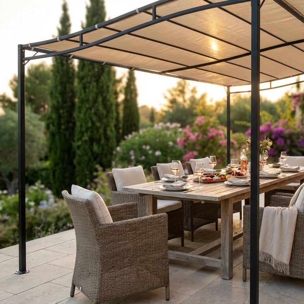 GAZEBO PERGOLA 3 X 2,5. Telo in poliestere AVORIO 180 gr struttura in acciaio Dimensioni: m 3 x 2,5. Arredo Giardino