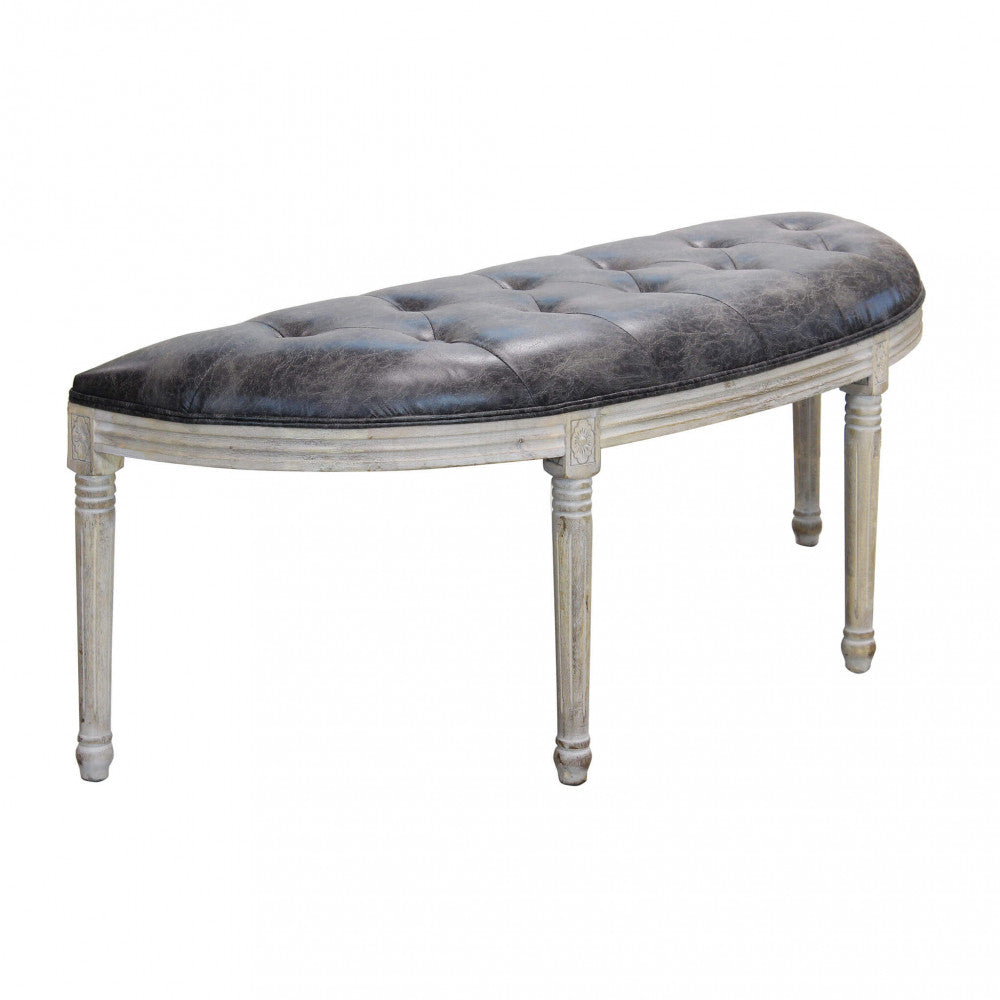 PANCA MARGI IN IN ECOPELLE VINTAGE GRIGIO. Dimensioni: cm 125 x 45 x 48 h.