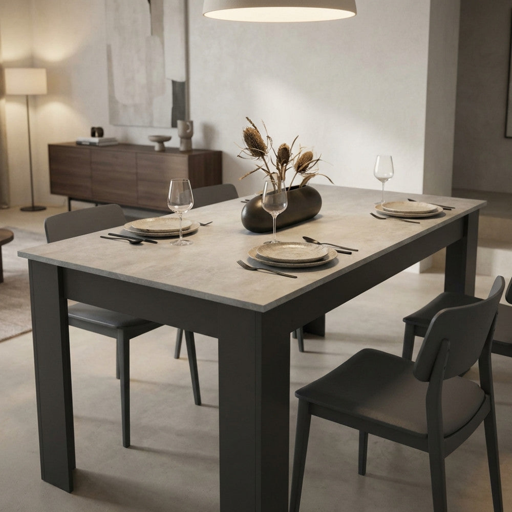 TAVOLO GEMMA ANTRACITE E GRIGIO SCURO EFFETTO CEMENTO. Tavolo in legno ANTRACITE e GRIGIO SCURO EFFETTO CEMENTO Dimensioni: cm 160/200 x 90 x 75 h. Arredo Giardino