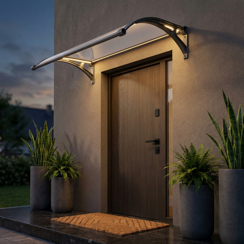 RAINBOW LED Awning, MATT 100 X 150. Awning with LED, SOLAR PANEL and 2.7 mm ABS Polycarbonate arms, self-charging, maintenance-free. Dimensions: 100 x 150 cm / D.95 x 145.