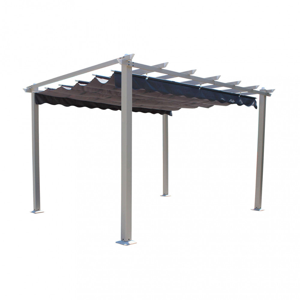 ASTORIA GAZEBO 3 x 3 TAUPE WITH GREY COVER. 180g GREY polyester cover, dove gray metal and aluminum frame. Garden furniture.