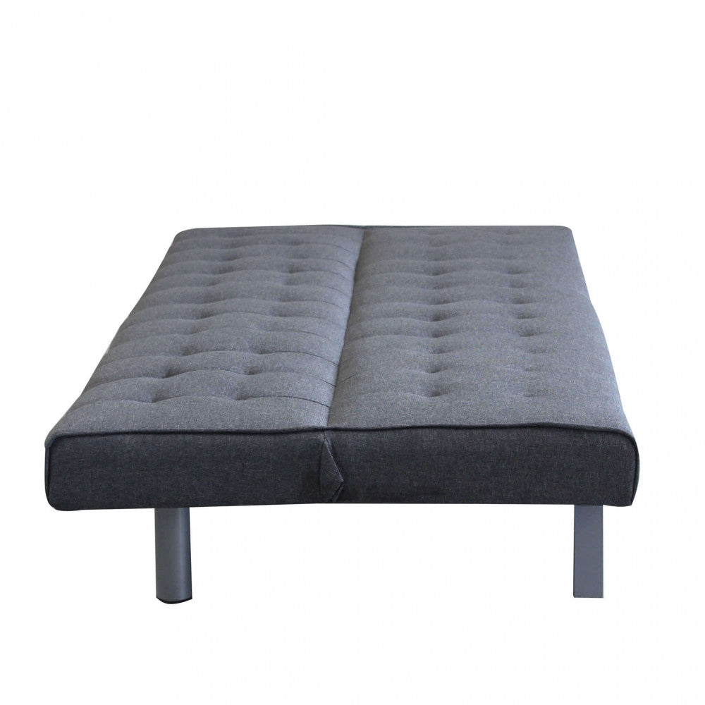 DIVANO LETTO BARRY. Divano Letto GRIGIO SCURO MELANGE struttura in metallo e legno Dimensioni: D.178x80x72/DL.178x92x35.