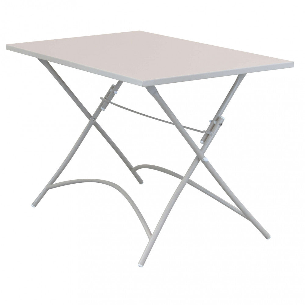 TAVOLO BRISTOL 110 X 70. Metallo TORTORA, BIANCO, GRIGIO, TAUPE, ROSSO o VERDE piano pieghevole, tubi ò 19 x 1,4 mm trattamento da esterno antiruggine in elettroforesi Dimensioni: cm 110 x 70 x 72 h. Arredo Giardino