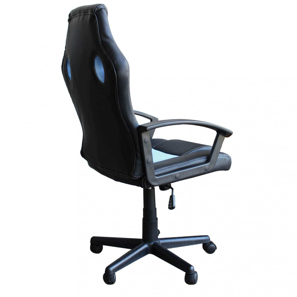POLTRONA DA GAMING UNCHARTED BLU E NERA. Dimensioni: Cm 61 x 65 x 104-113.5 h.